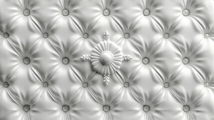 Close Up of White Leather Upholstered 