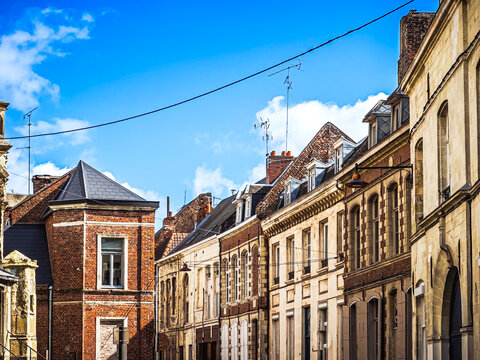 Street view of old village Valenciennes in France
