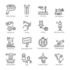 Collection of Stitching Linear Icons 

