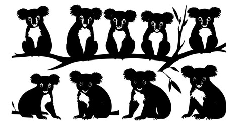 set of a koala silhouette vector illustration © MehmetKemal