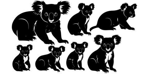 set of a koala silhouette vector illustration © MehmetKemal