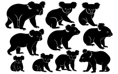 set of a koala silhouette vector illustration © MehmetKemal