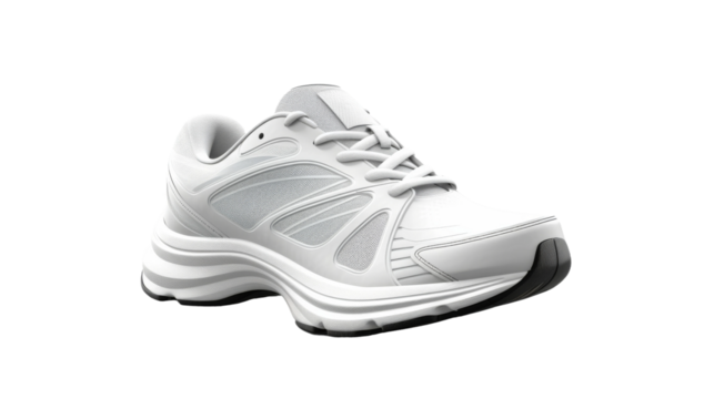 Monochrome Elegance: White Shoe With Black Sole. On a White or Clear Surface PNG Transparent Background. - Powered by Adobe