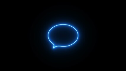 Blue Wave of particles. Neon chat message icon chat speech bubble, social media message. Neon glowing Comment icon speech bubble symbol chat message icon- speech bubble chat icon on black background.