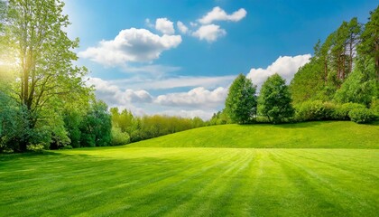 Obraz premium landscape with grass and blue sky