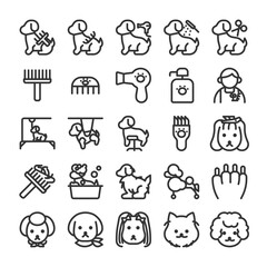 ペットサロン 動物病院 ペット トリミング アイコン セット