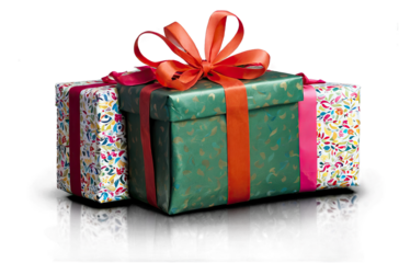 Big gift boxes for holidays on transparent background