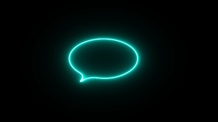 Neon chat message icon set, chat speech bubble, social media message. Comment icon speech bubble symbol chat message icon - speech bubble chat icon on black background.