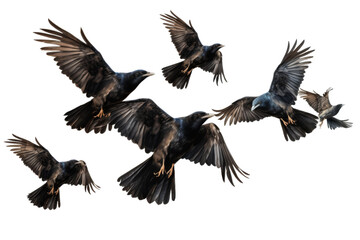 Obraz premium A Symphony of Wings: Graceful Birds Soaring in Unison. On a White or Clear Surface PNG Transparent Background.