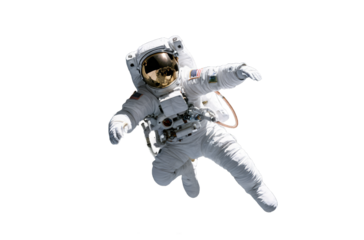Cosmonaut in outer space. Isolated on transparent background