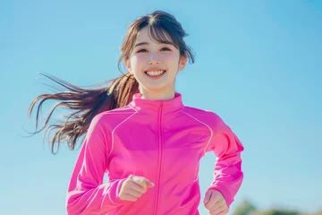 Fotobehang 屋外でジョギングする20代の女性 © siro46