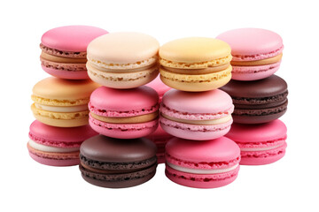 Obraz na płótnie Canvas Towering Macaroon Delights. On a White or Clear Surface PNG Transparent Background.