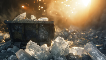 A mining enterprise for the extraction of rare ore crystals in a mine. Deposit of diamonds and precious stones.