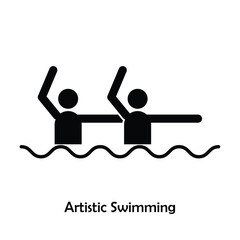 Artistic Swimming flat black icon vector isolated on white background.  Olympic Sports.