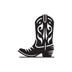 Vector Cowgirl Shoes Silhouette: Western Style Footwear for the Adventurous Cowgirl- cowgirl shoes vector stock.