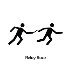 Fototapeta na wymiar Relay Race flat black icon vector isolated on white background. Olympic Sports.