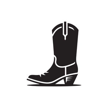 Vector Cowgirl Shoes Silhouette: Western Style Footwear for the Adventurous Cowgirl- cowgirl shoes vector stock.