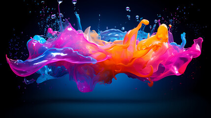 Obraz na płótnie Canvas Splashing water on neon background