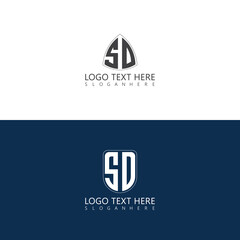 SD 2 style text initial monogram logo with creative style design.  - obrazy, fototapety, plakaty