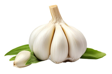 The Essence of Garlic: A Close-Up Celebration of Flavor. On a White or Clear Surface PNG Transparent Background.