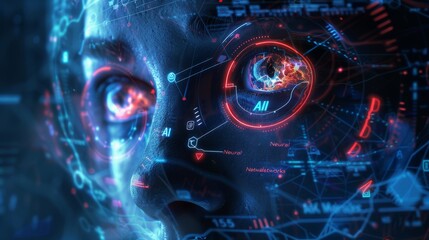 Artificial Intelligence Computer cinematic style whoing the advance in technology, Cinematic style, poster
