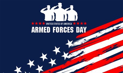 Armed Forces Day in May. Holiday celebrated annual in United States. Special tribute to the men and women of the Armed Forces. Poster, card, banner and background. Vector illustration