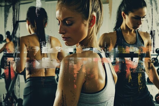 Diverse group exercising together in gym.