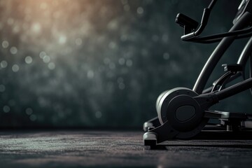Fitness equipment on a dark background with copy space - obrazy, fototapety, plakaty