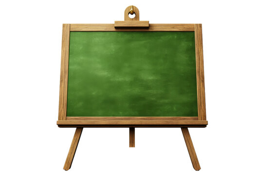 The Green Canvas: A Wooden Easel With a Chalkboard. On a White or Clear Surface PNG Transparent Background.