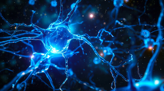 futuristic medical research of brain neural nerve system health care , blue light tone