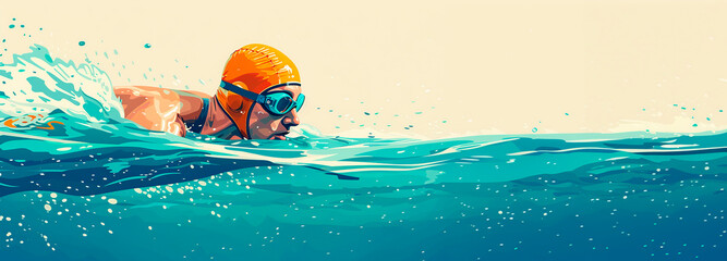 Banner de natación - obrazy, fototapety, plakaty