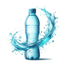 A water bottle  with fresh blue water splash,  vector isolated 
