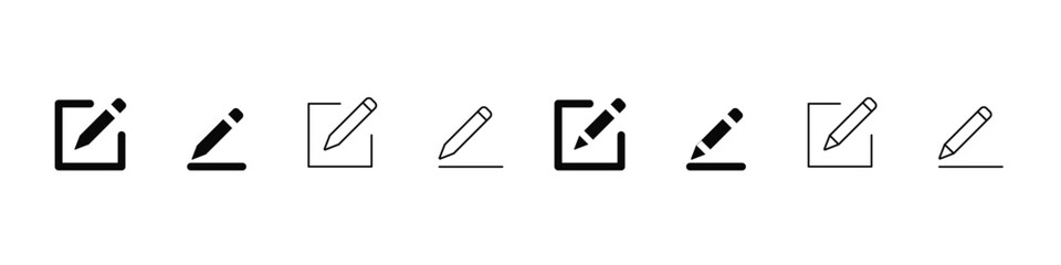 Edit icon. Pencil or pen editing document sign. Correct edition file. Edit doccument vector set. stock illustration