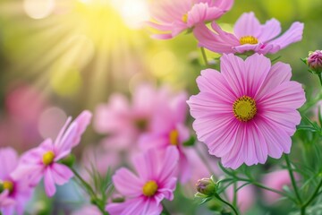 Obraz premium Beautiful cosmos flowers blooming in garden