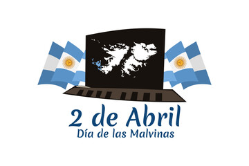 Translation: April 2, Malvinas Day. vector illustration. Suitable for greeting card, poster and banner.
