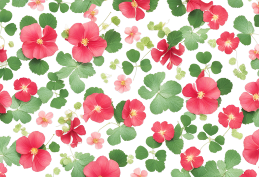 flower Spring pattern heads clover begonia Flat leaves lay white background Design Nature Leaf Floral Green Plant Pink Top view