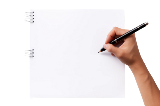 Creating Poetry: Words Dancing Across Paper. On a White or Clear Surface PNG Transparent Background.