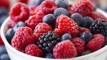 White Bowl Filled With Berries and Raspberries