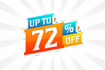 Sale of advertising campaign up to 72 Percent off promotional design.