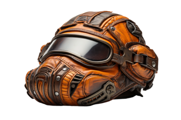 Steampunk Adventure: Leather Helmet With Goggles. On a White or Clear Surface PNG Transparent Background.