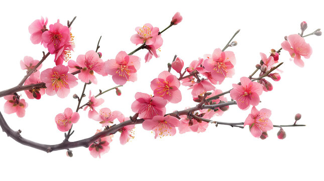 Pink flower blooming on the tree branch, nature, Sakura, isolated