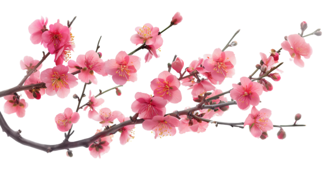 Pink flower blooming on the tree branch, nature, Sakura, isolated