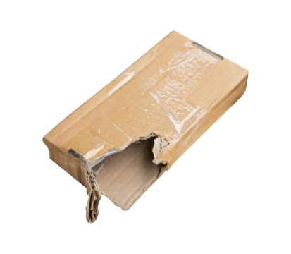 old cardboard box isolated on white