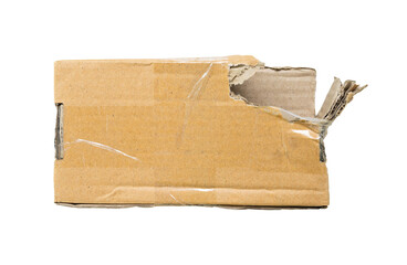 Broken cardboard packaging on a white background