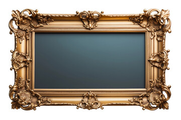 Majestic Golden Frame on Mysterious Black Abyss. On a White or Clear Surface PNG Transparent Background.