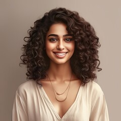 Indian curly hair woman portrait 