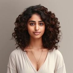 Indian curly hair woman portrait 