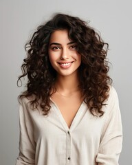 Indian curly hair woman portrait 