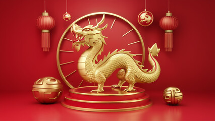 Fototapeta premium chinese new year dragon. Ai generate 