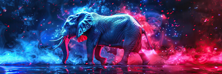 Elephant (Republican Party Symbol). Political election in america. Red white and blue - obrazy, fototapety, plakaty